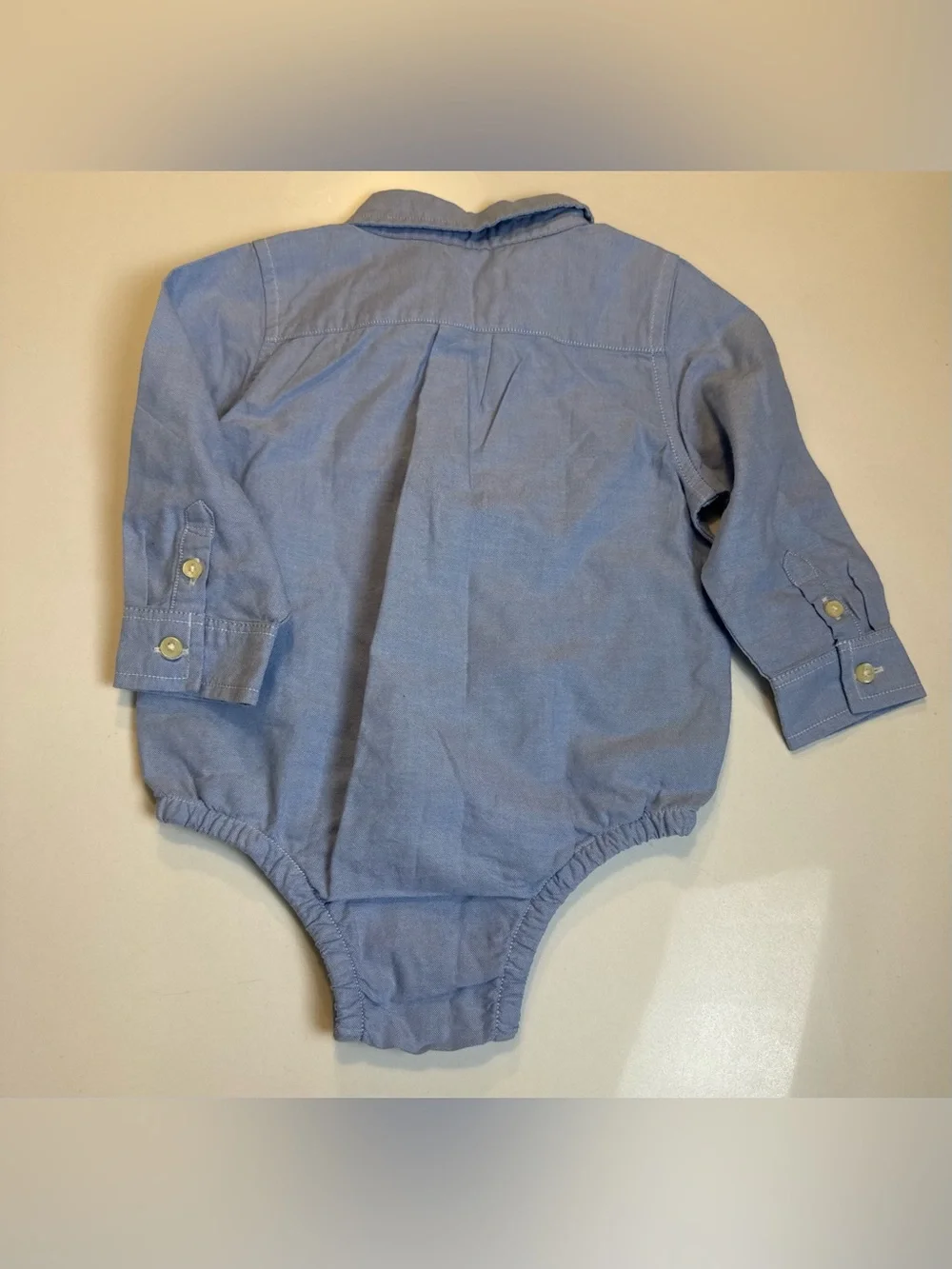 GAP Light Blue Baby Button-Up Shirt Onesie Size 18-24months